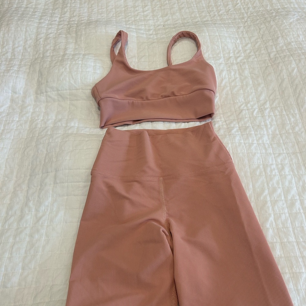 Beach Riot Ribbed Dusty Orange/pink Activewear Set
